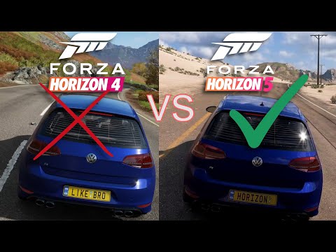 Forza Horizon 5 vs 4 gameplay and engine sounds comparison Volkswagen Golf R