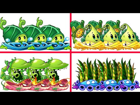 Team Zoybean Pod vs Snap Pea vs Turkey Pult vs Tiger Grass - PvZ 2 4 Super Team Plants