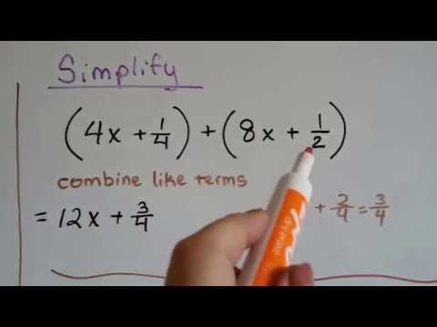 Part of a video titled Grade 7 Math #6.1a, Add or Subtract Algebraic expressions - YouTube