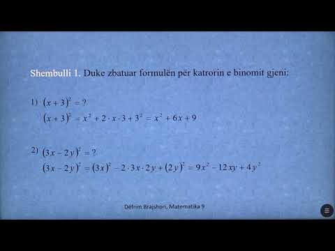 9 02 044 - Java e njëmbëdhjetë - Matematikë - Katrori i binomit  Ndryshimi i katrorëve