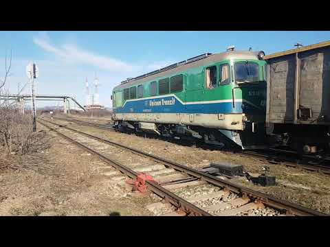 Tren de marfa Unicom Tranzit in gara Govora, judetul Valcea