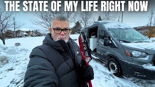 Annoyed With Being On The Road. Freezing Night In a Rental Van