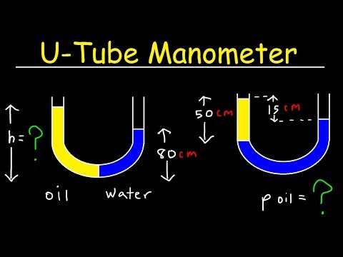 U Tube Manometers - Pressure, Density & Height of Oil & Water - Fluid Mechanics