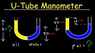 U Tube Manometers - Pressure, Density & Height of Oil & Water - Fluid Mechanics