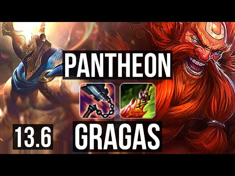 PANTHEON vs GRAGAS (TOP) | 4/0/5, 1000+ games, 1.1M mastery, Rank 13 Panth | KR Challenger | 13.6