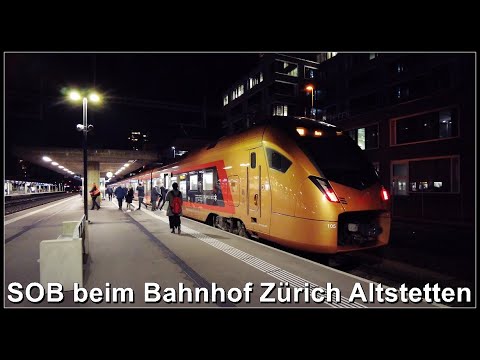 Zwei IR35 (SOB Aare Linth) & ein Güterzug beim Bahnhof Zürich Altstetten, Stadt Zürich, Schweiz 2022