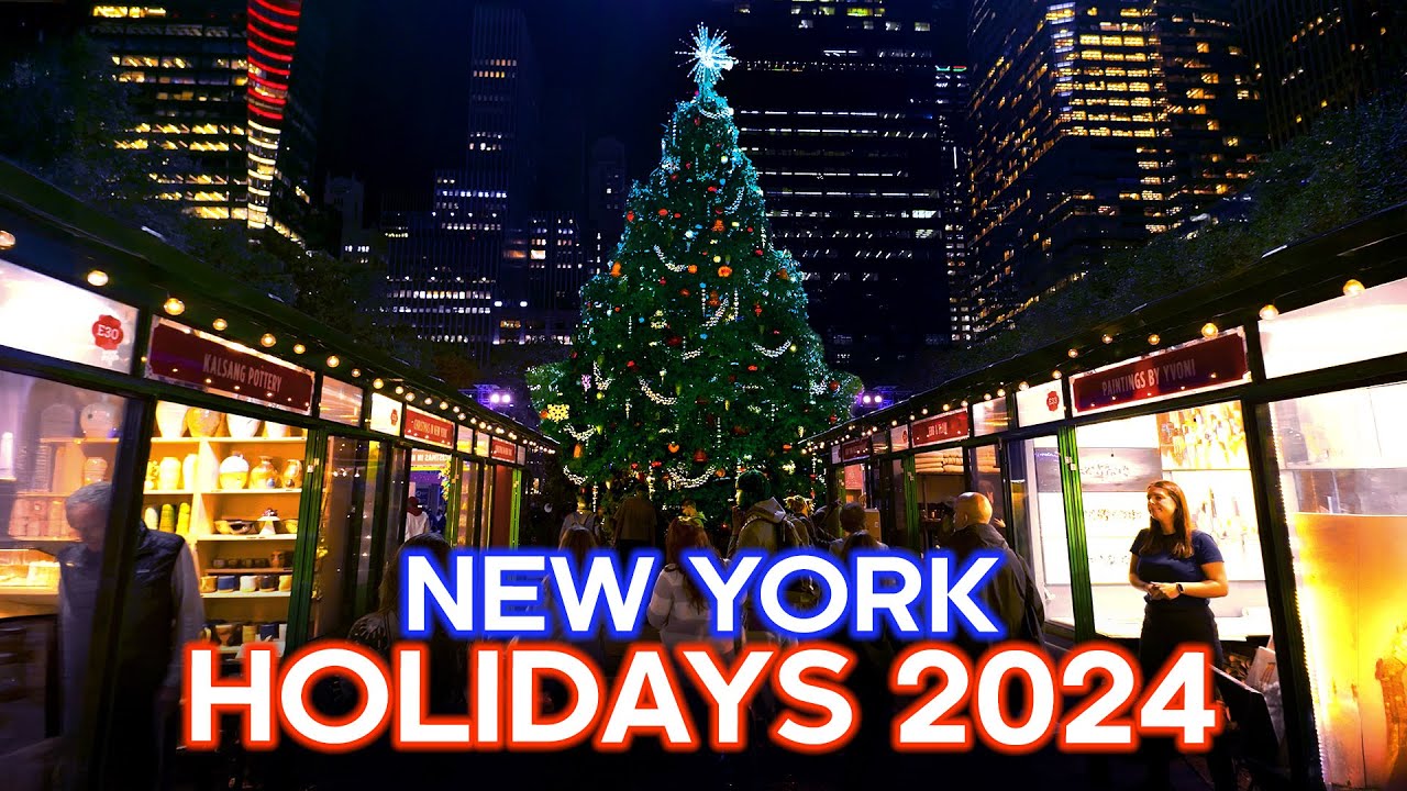 4k NYC Christmas Walk 🎄 Bryant Park Holiday Market to Rockefeller Christmas Tree