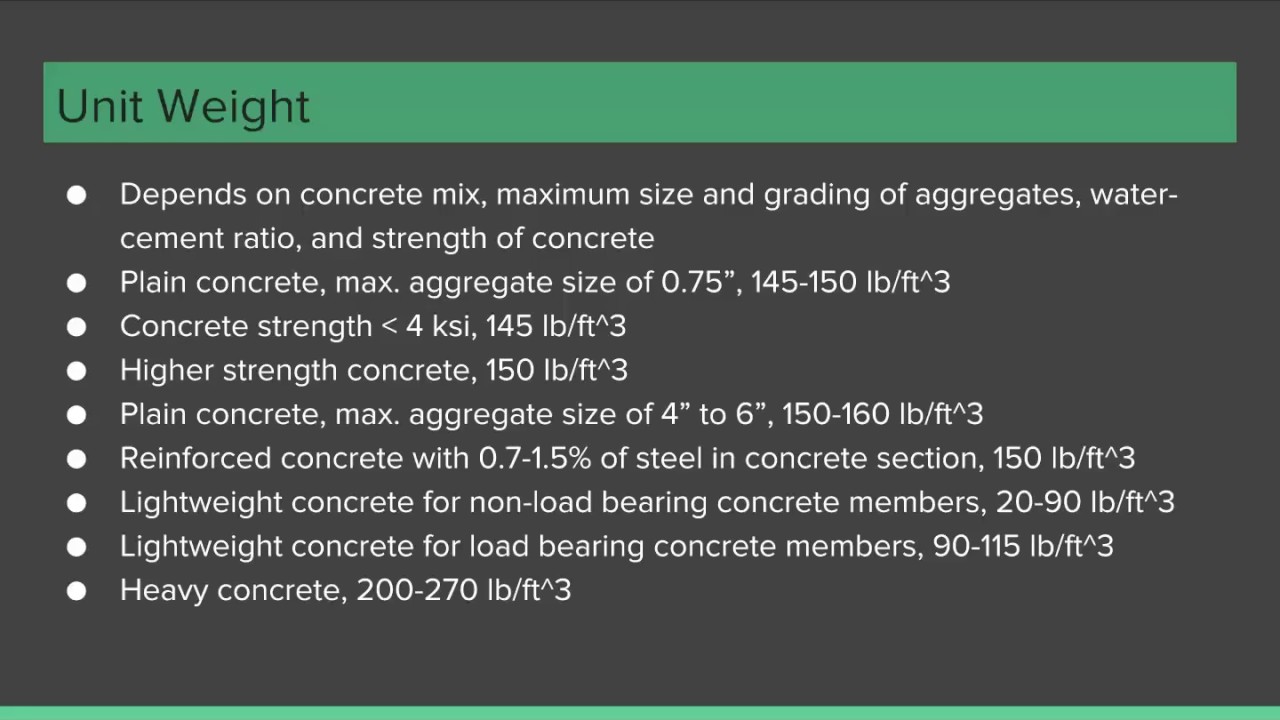 26  Unit Weight of Concrete