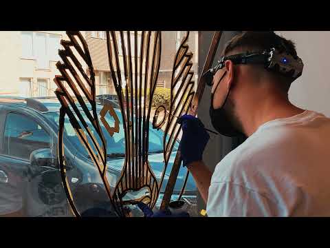 Reverse glass gilding at a Barbershop
