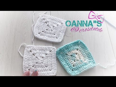 Pătrat croșetat metoda simpla, cu unire invizibila a rândurilor.