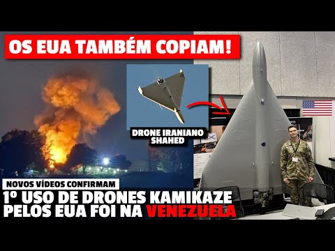 Novos vídeos: EUA usou drones kamikaze PELA 1ª VEZ na Venezuela, com "cópia" do drone SHAHED do Irã