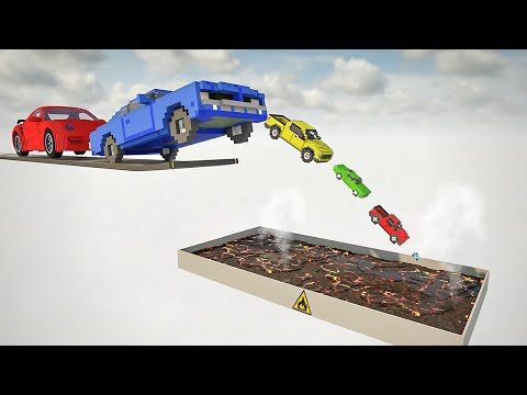 Big & Small Cars Falls into Lava Pool | Teardown