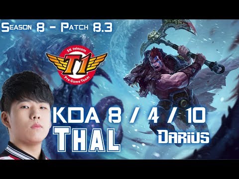 SKT T1 Thal DARIUS vs SION Top - Patch 8.3 KR Ranked