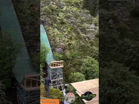Redbull hardline crash 100ft canyon gap #bike #redbull #hardline #bikelife #shackwrap #w26llymedia