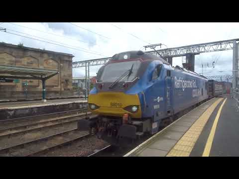 The Class 88 DRS (COOL Move) No.88010 'Aurora' with Rail Containers was passing at Carlisle. [V4]