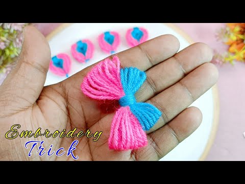 Amazing Craft Ideas with Wool - Hand Embroidery Easy Trick - DIY Woolen Flowers - Sewing Hack