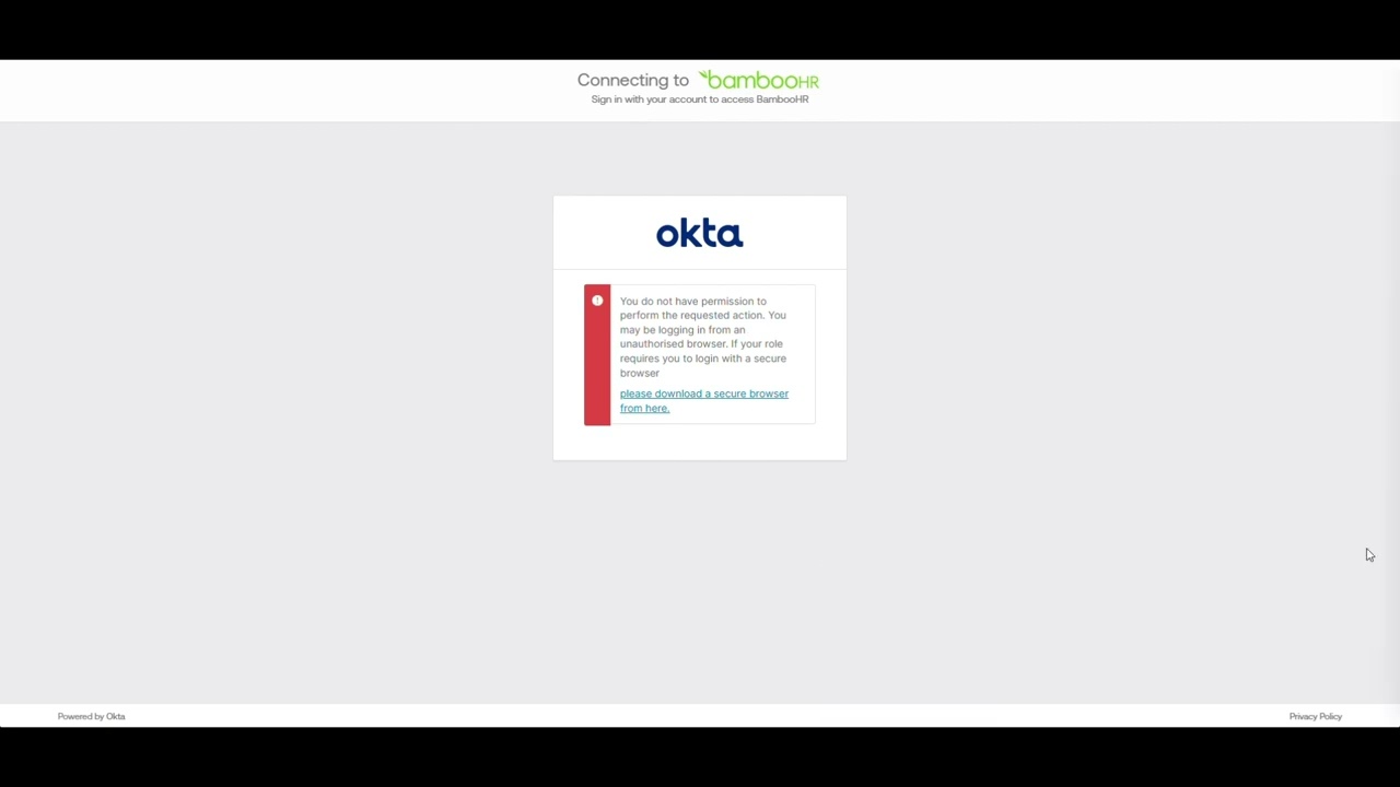 Okta allows access only through Prisma Access Browser (no audio)