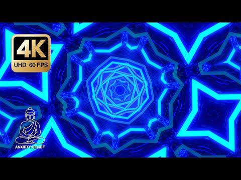 Blue Neon Kaleidoscope Background 4K • 3 Hours Seamless Loop • Deep Focus & Calm (No Music)