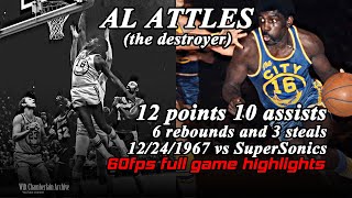 Al Attles (12 points 10 assists 6 rebounds 3 steals) 60FPS Full Game Highlight 12-24-1967