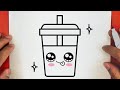 HOW TO DRAW A CUTE LATTE, DRINK COFFEE , STEP BY STEP, DRAW Cute things