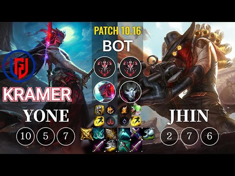 LGD Kramer Yone vs Jhin Bot - KR Patch 10.16