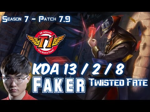 SKT T1 Faker TWISTED FATE vs KARMA Mid - Patch 7.9 KR Ranked