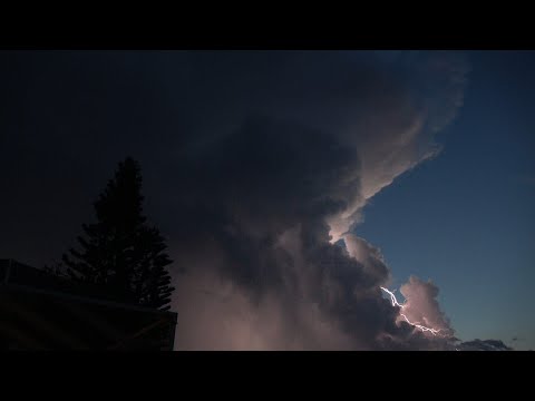 Lightning Montage of Thunderstorm at Sunset