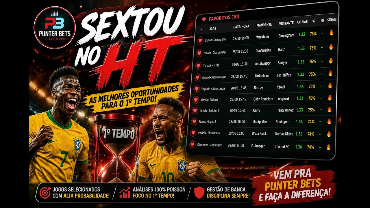 SEXTOU NO HT 🔥🚨 10 JOGOS FAVORITOS PARA HOJE | Scanner PRO ENTRA EM CAMPO! ⚽📊