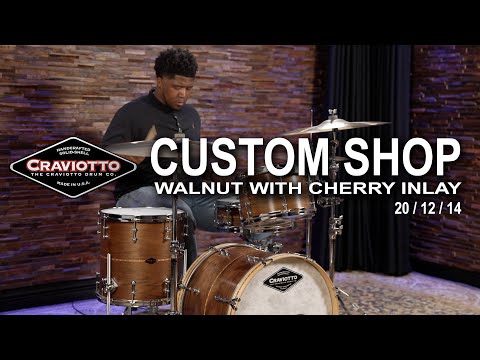 Craviotto Custom Shop Walnut Drum Set with Cherry Inlay 20/12/14 (CRKIT3PC20WCIC)