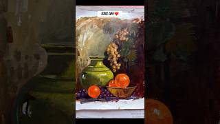 Easy acrylic still life painting tutorial 🌸❤️#shorts#stilllife#art