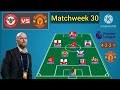 Brentford vs Manchester United ~ Potential Line Up Man United Matchweek 30 Premier League 2023/2024