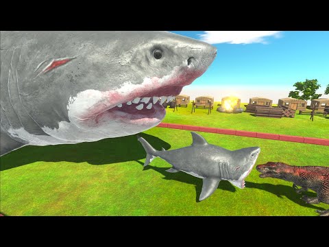 Baby Shark and Mommy Shark vs Carnivorous Dinosaurs - Animal Revolt Battle Simulator