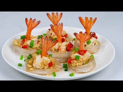 Steamed Garlic Shrimp with Glass Noodles