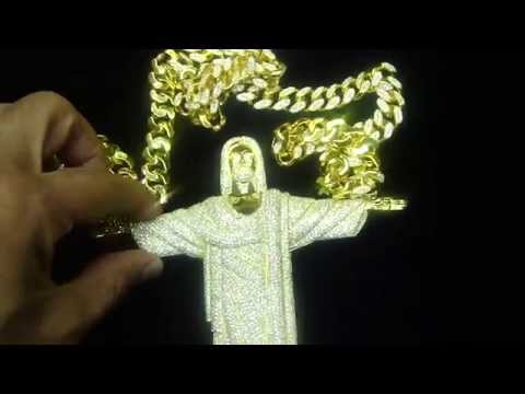Custom 6In Tall Jesus Pendant Heavy Iced Out Cuban Solid Chain only by MrChrisDaJeweler(M4H06571)