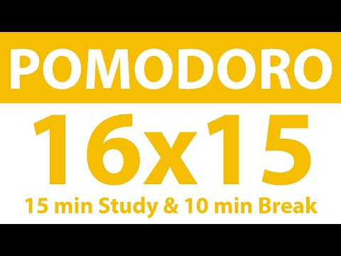 Pomodoro Technique | 16 x 15 min | 15 min Study & 10 min Break | Study Timer | No Music