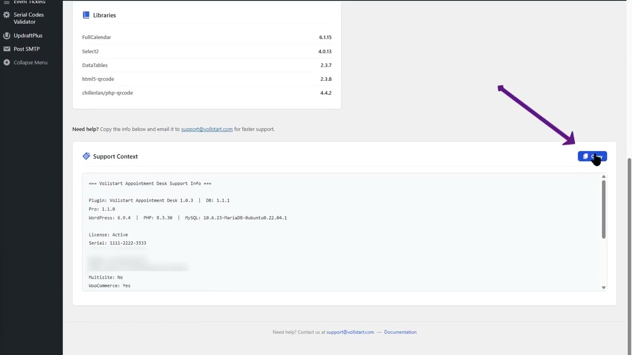 Support Request in Seconds — Copy All System Info With One Click - Vollstart Appointment Desk Tour