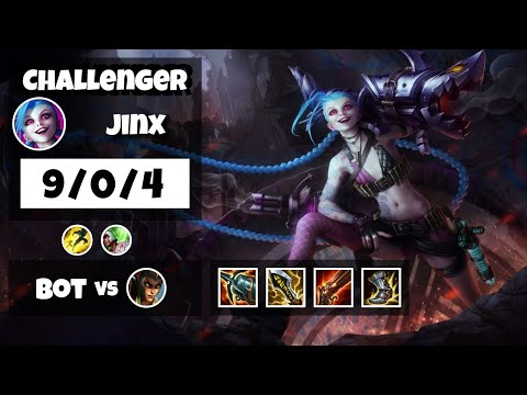 Jinx 12.1 Gameplay Challenger Replay Bot Lane - S11 (9/0/4) - NA