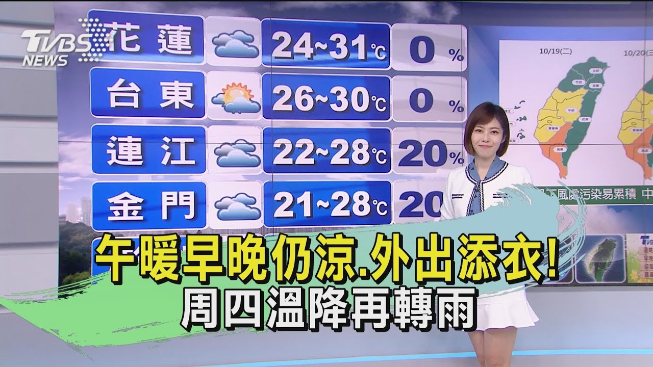 午暖早晚仍涼、外出添衣!周四溫降再轉雨