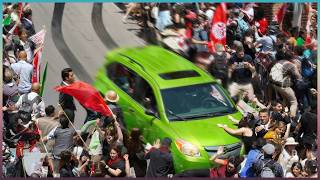 When Cars Don't Stop For Protesters !