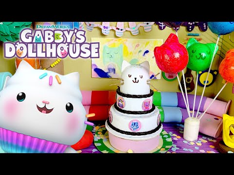 Crafting a Mini Cat Party in Gabby's Dollhouse! (DIY Kitty Cat Cake) | GABBY'S DOLLHOUSE