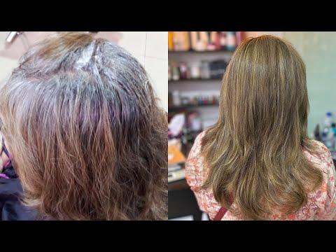 Root touch up + blonde highlights