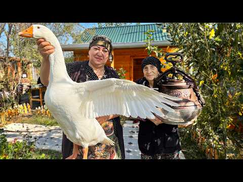 Grandma Cooks a Hearty Goose Soup in an Afghan Cauldron – Rustic Flavor, Handmade Perfection!