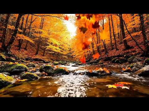 Peaceful Nature in Autumn 🍁 Flowing River Sounds | Dewa THU