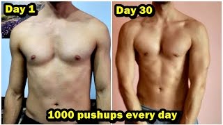 1000 PUSHUPS EVERY DAY for 30 DAYS CHALLENGE! MY BODY TRANSFORMATION - Motivational