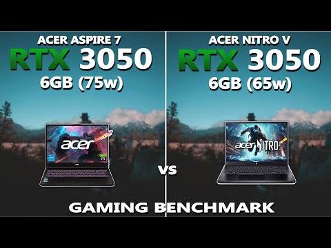 RTX 3050 6GB (75w) vs (65w) Gaming Benchmark | Acer Aspire 7 vs Acer Nitro V | Tested in 10 Games |