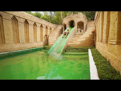 I Build Underground Tunnel Water Slide Park Into Swimming Pool house | Water Slide | #primitive