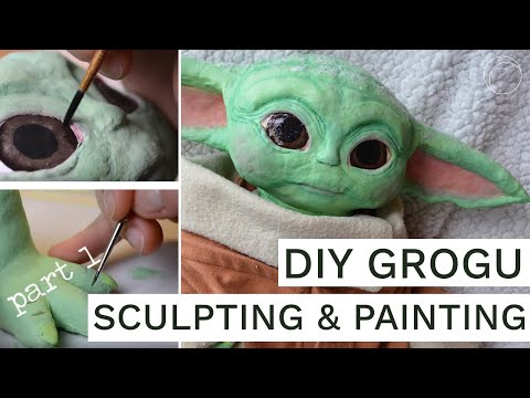 Making my own Baby Yoda from Air Dry Clay | Sculpting Time Lapse DIY Baby Yoda Part 1