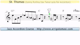 St. Thomas - Sonny Rollins Tenor Sax Solo for Accordion (Jazz Sheet music)