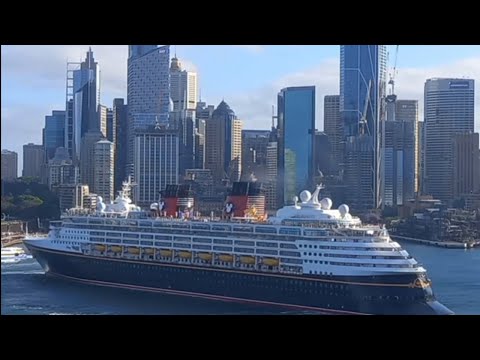Thumbnail for Disney Wonder sounds her Horn as she departs Sydney on Sunday the 20th of October.