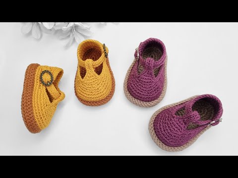 Crochet Ana shoes for baby step by step/ Baby doll model shoes/9 cm/1 to 3 months.